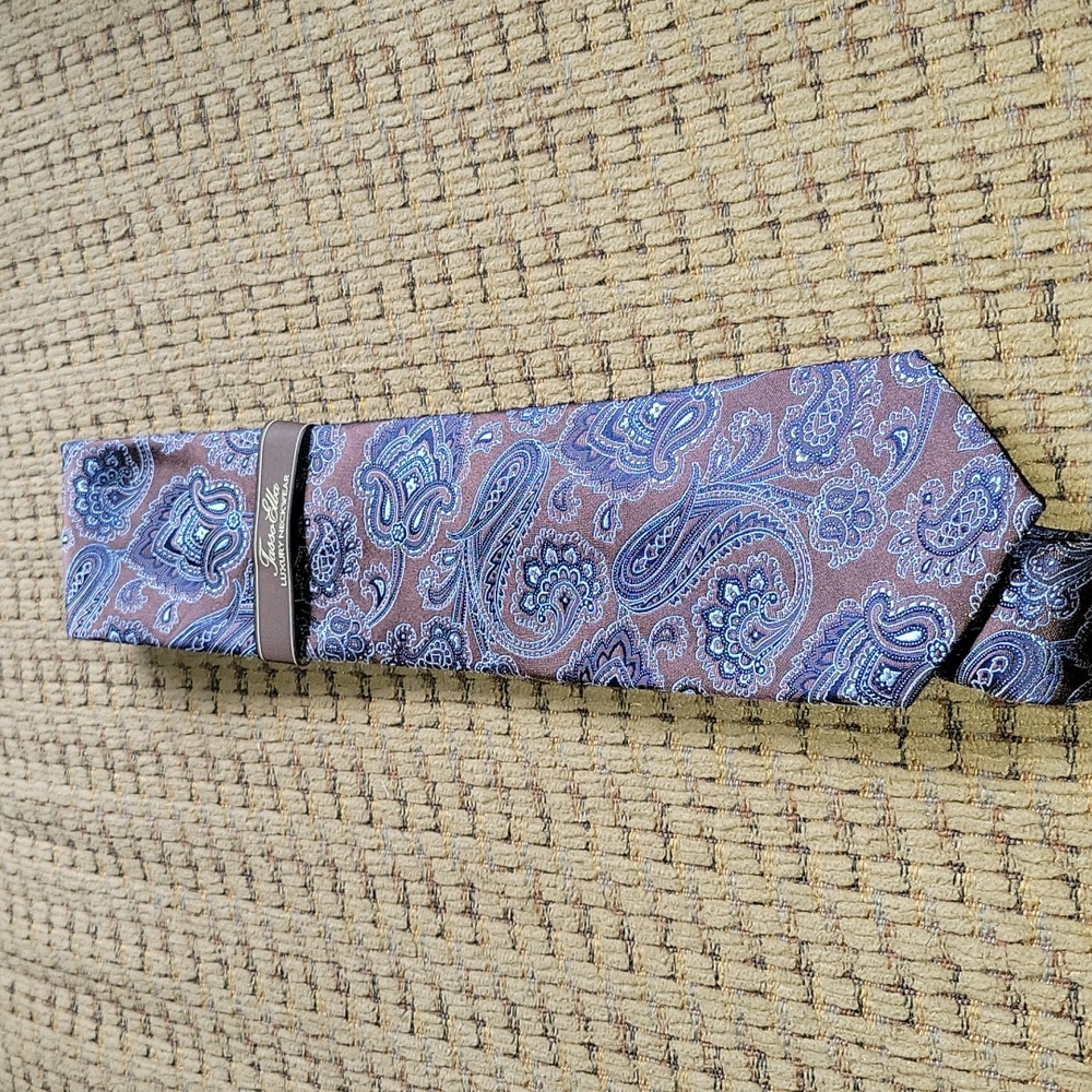 Tasso Elba brown & blue paisley tie, 100% silk
